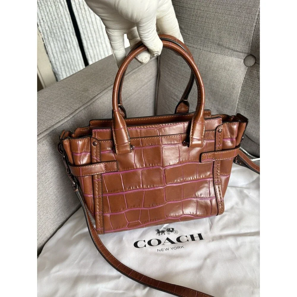 Coach Swagger 21 Carryall Satchel Crossbody Bag Exotic Croc-emboss Leather 37698